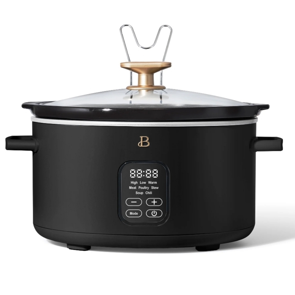 Beautiful 6 Qt Programmable Slow Cooker, Black Sesame by Drew Barrymore